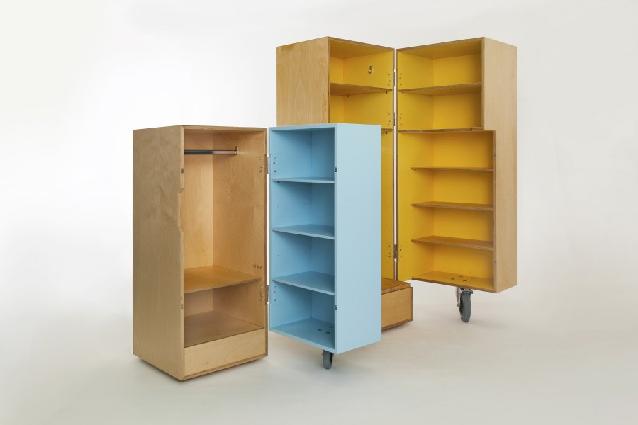 Xobo Furniture Oyster Bambino and Minimale wardrobes open